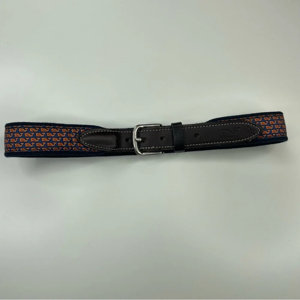 Vineyard Vines Classic Canvas and Leather Whale Basketball‎ Kids Belt size 26